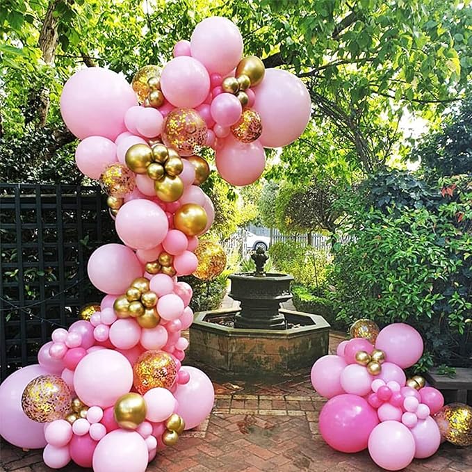 130pcs Pink Balloons Different Sizes 18" 12" 10" 5" Party Latex Balloons for Birthday Baby Shower Wedding Anniversary Princess Theme Party Decorations-CasaMuseHome