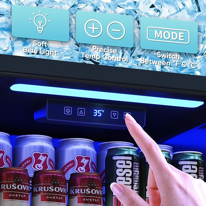 2.5 Cu.Ft Wine Fridge, Mini Fridge With Glass Door, Wine Cooler Refrigerator, Beverage Drink Beer Cooler, Adjustable Shelves & Digital Temperature Display, 22 Bottle 95 Can-CasaMuseHome