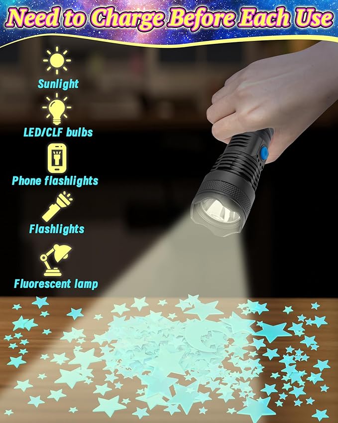 201 Pcs Glow in The Dark Stars Stickers for Ceiling, Toddler Stocking Stuffers Wall Room Decor Gifts, Luminous 3D Glowing Stars Easter Basket Stuffers for Kids Boys Girls-CasaMuseHome