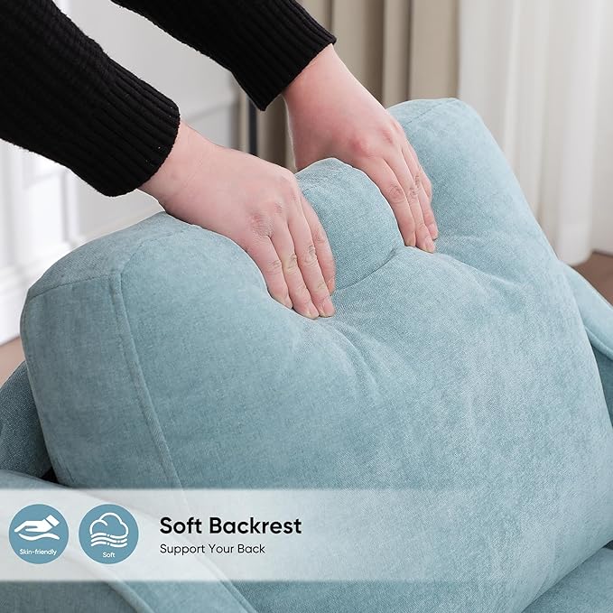 Accent Chair for Living Room, Mid Century Modern Reading Chair for Bedroom, Upholstered Armchair with Side Pockets, Comfy Single Sofa Side Chair for Office, Apartment, Small Room, Teal Green-CasaMuseHome