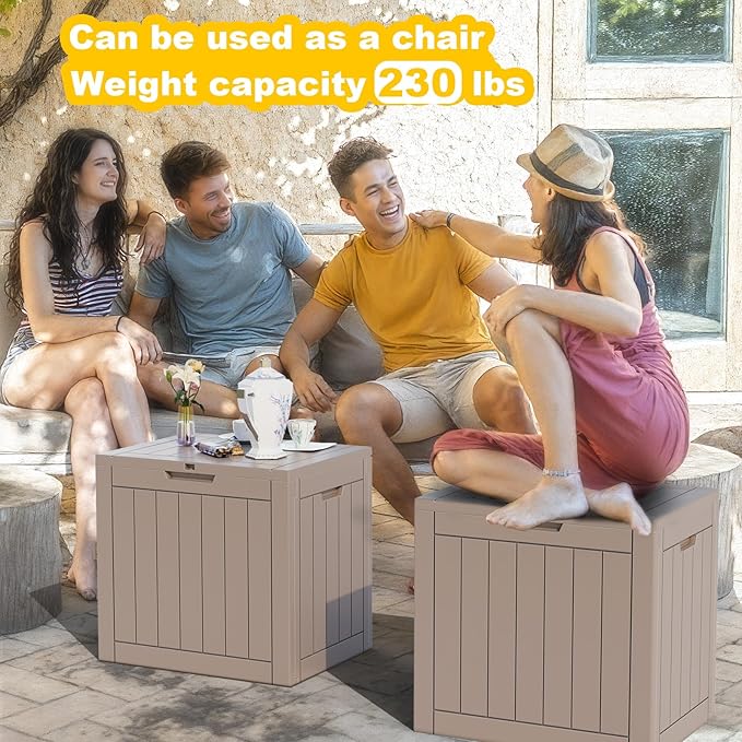 36 Gallon Outdoor Deck Box,Storage Lockable Waterproof Patio Furniture,Garden Tools,Cushions,Pool Accessories Outside Storage Resin Box(Grey)-CasaMuseHome