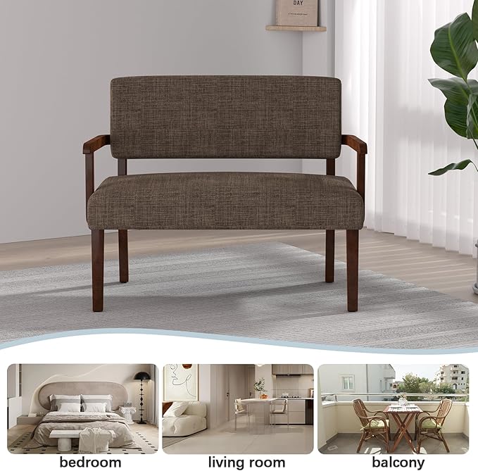 Accent Chair 2 Seat, Arm Chairs with Soft Seat and Armrests for Living Room, Love seat for Dining, Reading, and Waiting Rooms (Brown)-CasaMuseHome