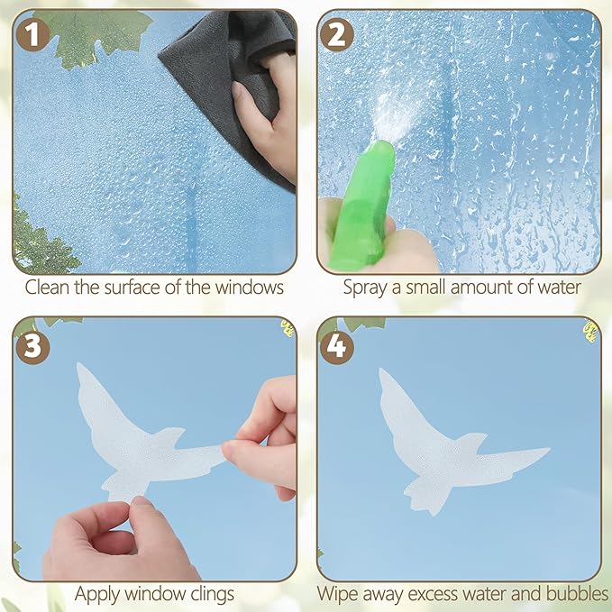 9 Sheets Bird Window Clings, Protect and Save Bird Strikes Window Stickers, Glass Door Stickers Decals, Stop Birds Flying into Windows Accessories Home Decorations-CasaMuseHome