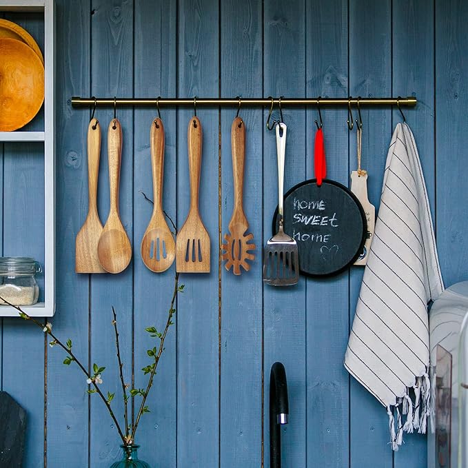 Acacia Wooden Spoons for Cooking: 5-Piece Kitchen & Cooking Utensils Set - Wooden Spatula, Slotted & Pasta Spoon - Essential Wooden Utensil Set-CasaMuseHome