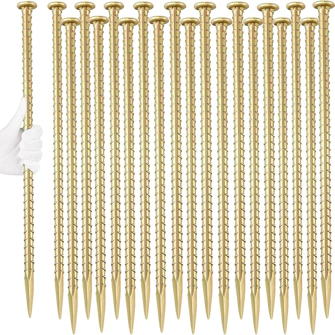 16 Inch Rebar Stakes (20 Pack) 1/2 Inch Diameter Galvanized Steel Ground Anchors Heavy Duty Anchoring Spikes for Speed Bump, Parking Curb and Tent-CasaMuseHome