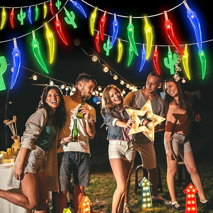 21FT [ 8 Modes & Timer ] Chili Pepper String Lights 40LED Fairy Lights Battery Operated for Indoor Outdoor Garden Pool Birthday Mexican Party Wedding Christmas Summer Tropical Decor-CasaMuseHome