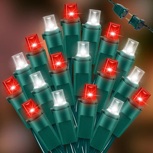 100 Count RED and White - String Lights - 21.6FT LED Christmas Lights, Mini led Lights for Indoor Outdoor Home Holiday Party Wedding Independence Day Decoration-CasaMuseHome