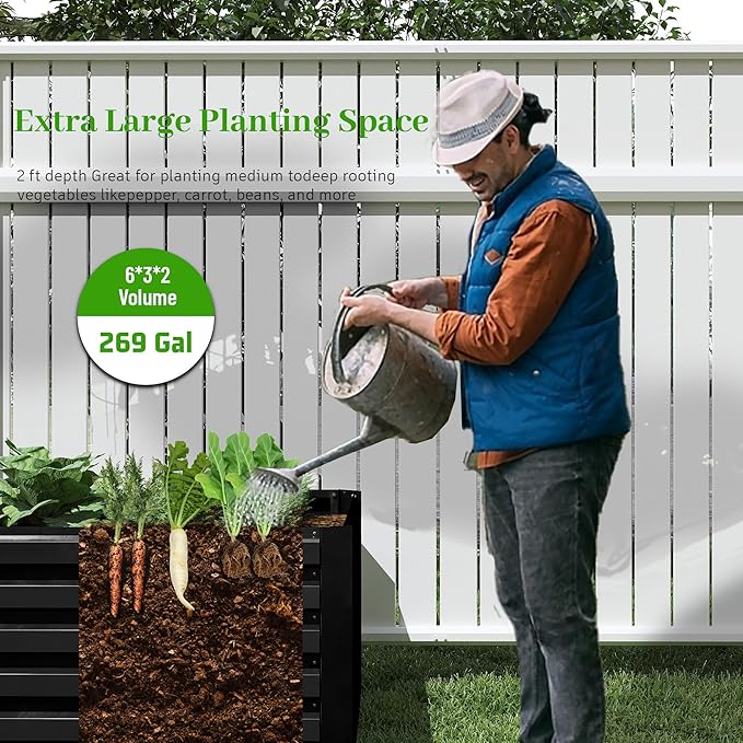 6x3x2 ft Raised Garden Bed, Large Metal Planter Raised Beds, Planters for Outdoor Plants for Vegetables, Flowers, Herbs, Fruits, and Succulents.(4 Pcs)-CasaMuseHome