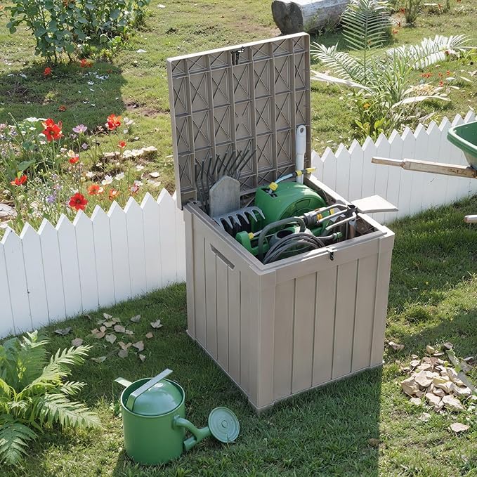 50 Gallon Resin Deck Box, Lockable Outdoor Storage Box for Patio Cushions Storage Furniture,Garden Tools, Pool Supplies, Weatherproof and UV Resistant (Grey)-CasaMuseHome