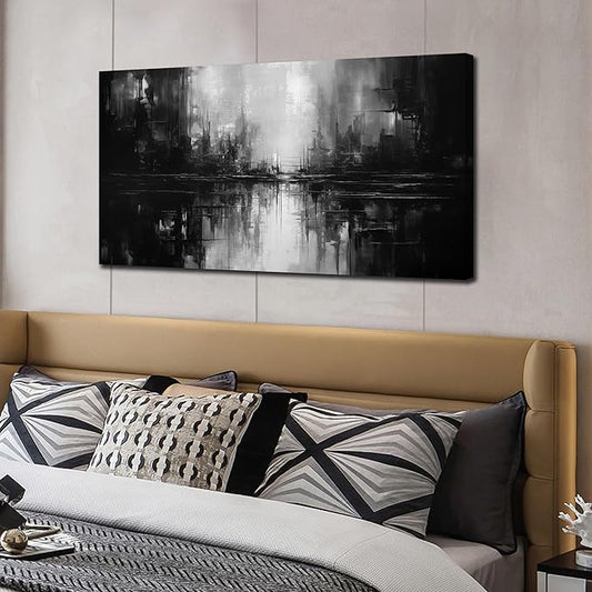 Abstract Wall Pictures for Living Room,Black Art Paintings for Wall Office Wall Art Bedroom Wall Decor 20 x 40 Inch-CasaMuseHome