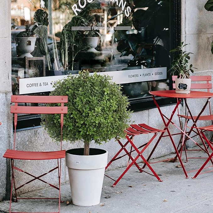 2 Pack 24.5inch Artificial Topiary Ball Plants, Faux Boxwood Ball in Pot, Fake Outdoor Plant for Front Door Decor, Home Decor, Garden, Wedding Decor-CasaMuseHome