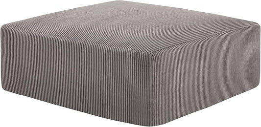 40" Square Stuffed Ottoman Pouf for Sofa Couch, Corduroy Poufs with Foam Chunk Filling, Furry & Fluffy Foot Stool Movable Ottoman. 40 * 40 Floor Poufs Foot Rest for Living Room, Grey-CasaMuseHome