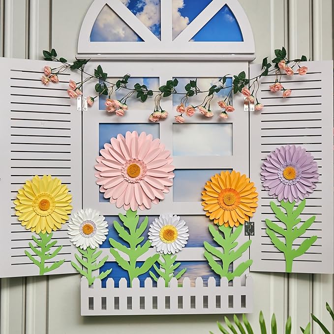 3D Paper Flowers Decorations for Wall, Large Daisy Paper Flowers for Bulletin Board, Wedding, Baby Shower, Tea Party, Classroom, Bedroom Decor-CasaMuseHome