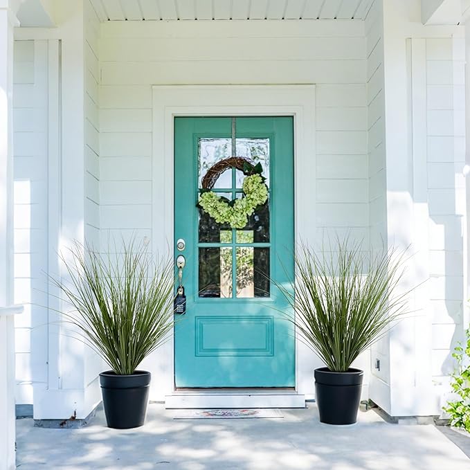 6PCS Fake Plants Artificial Wheat Grass Greenery Plastic Plants Fake Grass Artificial Plants for Outdoor Decor Artificial Grass Plant with Greenery Stems for Indoor Home Decoration 26.4"-CasaMuseHome