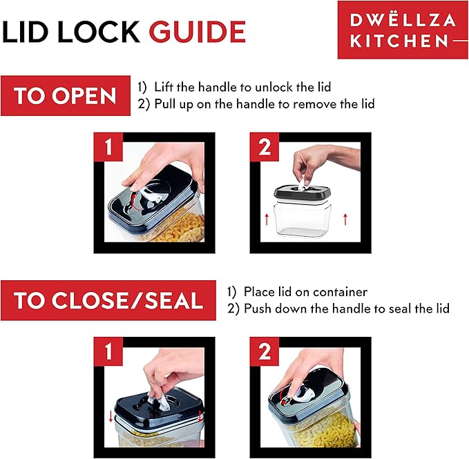 DWËLLZA KITCHEN Airtight Food Storage Containers with Lids – 4 Piece Set Air Tight Kitchen Storage Containers Clear Pantry Organization and Storage Set BPA-Free - Keeps your Food Fresh & Dry-CasaMuseHome