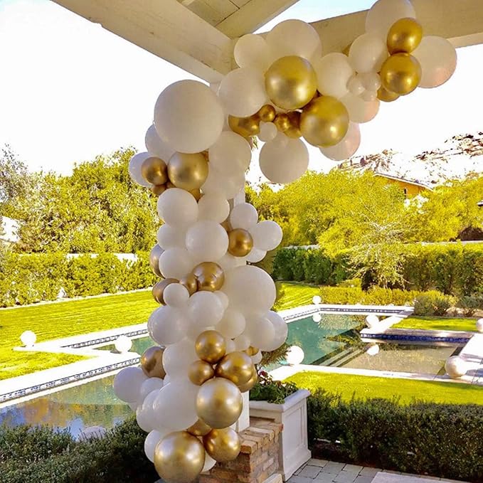 130pcs Metallic Gold Balloons Different Sizes 18" 12" 10" 5" Party Latex Balloons for Birthday Graduation Baby Shower Wedding Anniversary New Year Party Decorations-CasaMuseHome
