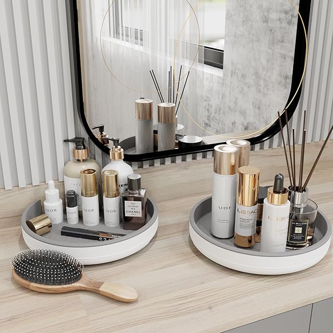 2 Pack 10 Inch Non-Skid Lazy Susan Turntable Organizers - Spinning Rack for Pantry Organization and Storage, Kitchen, Cabinet, Fridge, Bathroom Vanity, Countertop, Under Sink Organizing, Spice Rack-CasaMuseHome