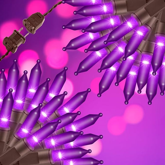 100LIGHTS Purple Extra-Bright with End Connectors Halloween Decorative Lights 5.98m UL Certified Mini String Light Set Waterproof for Halloween Home Garden Christmas Tree Party Patio Wedding-CasaMuseHome