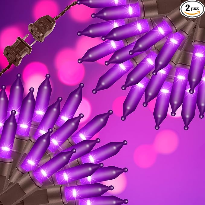 300LIGHTS(2*150L) PURPLE Extra-Bright With End Connectors Halloween Decorative Lights 19.44m UL Certified Mini String Light Set Waterproof for Halloween Home Garden Christmas Tree Party Patio-CasaMuseHome