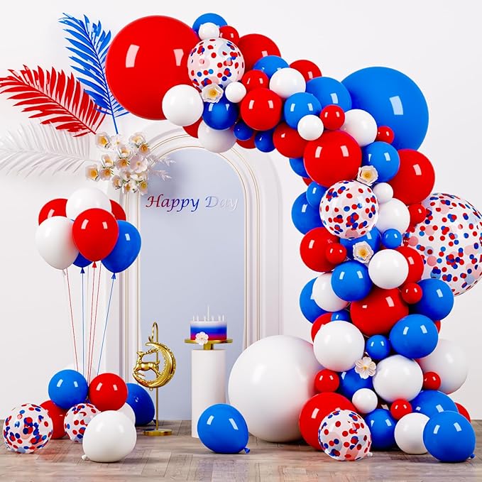130pcs Red White Blue Balloons Different Sizes 18" 12" 10" 5" Party Latex Balloons for Birthday Graduation 4th of July Independence Day Anniversary New Year Holiday Party Decorations-CasaMuseHome