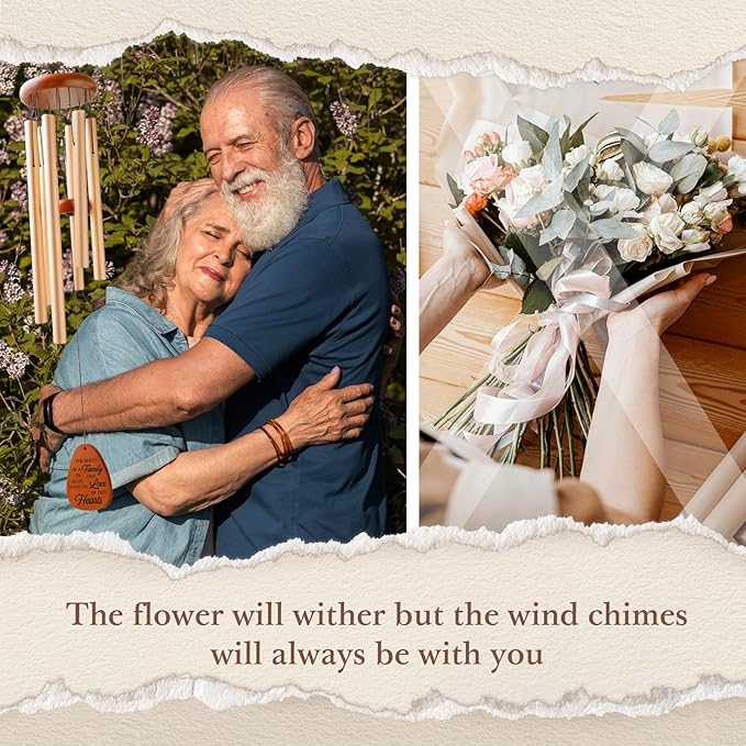 60th Wedding Anniversary Wind Chime, Happy 60th Anniversary Romantic Gifts for Couple, Parents, Wife, Husband, Friends, Diamond Anniversary's Keepsake Gifts Ideas-Large 36''-CasaMuseHome