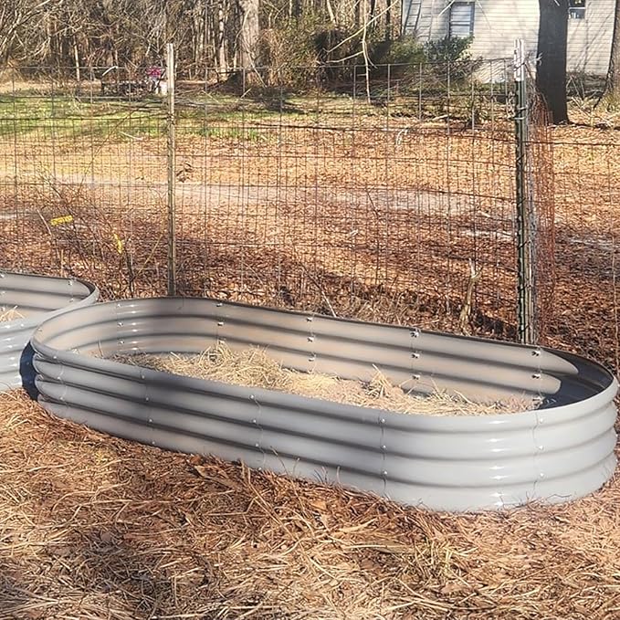 2 Pack 8x3x1FT Galvanized Raised Garden Bed Large Metal Planter Box Kit Elevated Raised Garden Planters for Outdoor Plants, Gray-CasaMuseHome