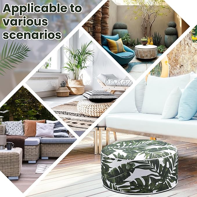 2 Pack Outdoor Inflatable Ottoman Waterproof Inflatable Pouf Foot Rest with Handle D21 x H9 Portable for Patio Camping Garden or Home-CasaMuseHome