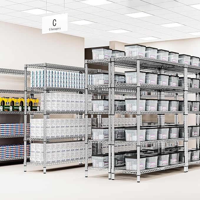 1760 LBs 4 Tier Storage Rack Metal Wire Shelving Unit, Storage Standing Shelf Organizer for Laundry Bathroom Kitchen Pantry Garage Utility Room, Chrome 17.7" D x 59.1" W x 70.4" H-CasaMuseHome