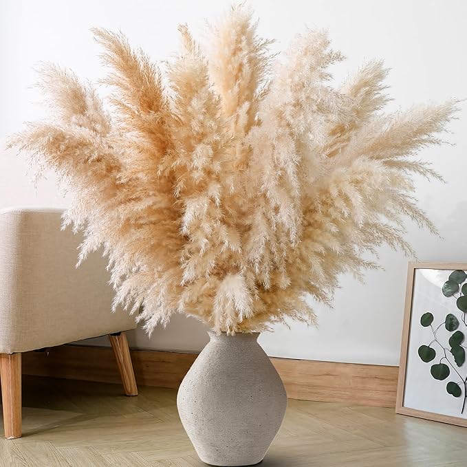 10 PCS 40" Tall Pampas Grass Stems in Natural Beige, Add a Boho Touch to Your Space—Pompas Grass Ideal for Floral Arrangements, Floor Vases, Weddings, and Creating a Bohemian Ambiance at Home.-CasaMuseHome