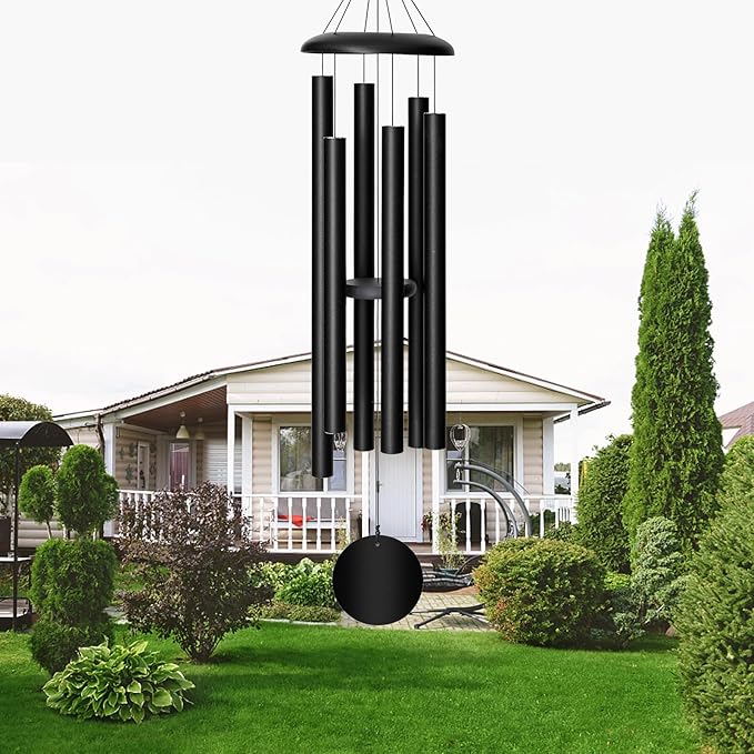 45'' Wind Chimes Outdoor,Memorial Wind Chime, Large Wind Chimes for Outside Deep Tone, Sympathy Gifts. Black-CasaMuseHome