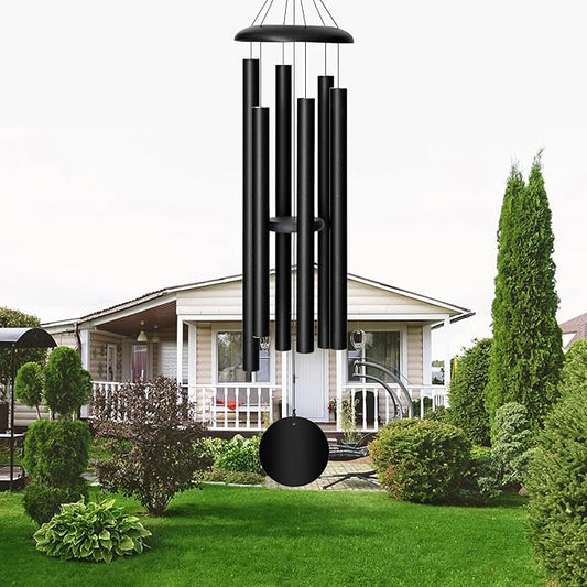 45'' Wind Chimes Outdoor,Memorial Wind Chime, Large Wind Chimes for Outside Deep Tone, Sympathy Gifts. Black-CasaMuseHome
