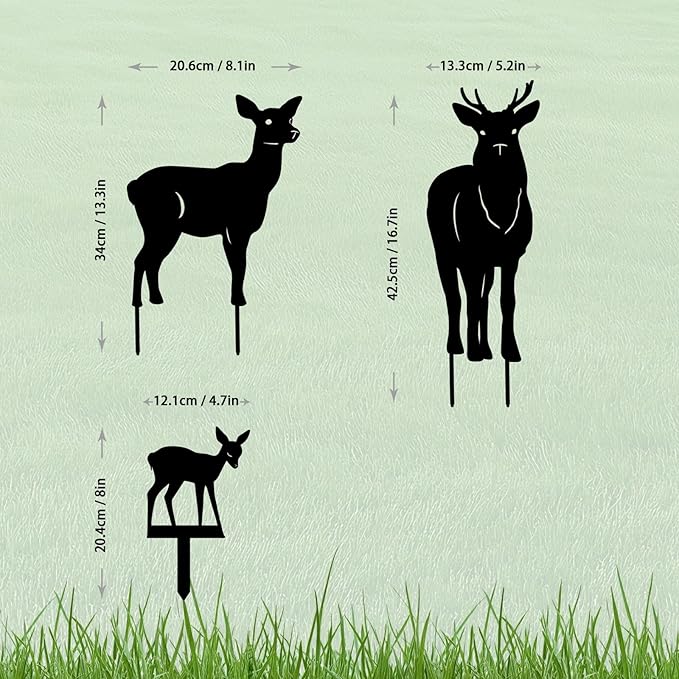 3 Pack Deer Metal Garden Decorative Stakes, Weather Proof Silhouette Statues for Yard, Patio,Outdoor Decor for Deer Lovers and Pet Owners-CasaMuseHome