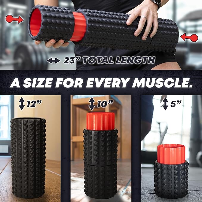 5-in-1 Long Foam Roller, 23" Long Back Roller for Physical Therapy with 5 Different Length Options, Muscle Trigger Points - Relieves Pain with Muscle Massage: Back, Shoulder, Foot, Legs, Arms, Neck-CasaMuseHome