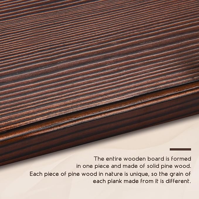 38.6'' Large Coat Rack Wall Mount Coat Hooks Coat Hanger with 10 Metal Black Triple- Hooks Brown Pine Real Wood Plank Hat Rack for Wall Hooks for Hanging Coat Hat Jacket-CasaMuseHome