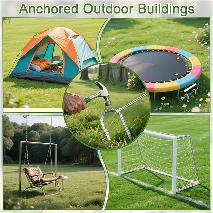 16 Inch 28 Pack Rebar Stakes, 3/8" Diameter J Hook Steel Ground Anchor Stakes, Heavy Duty Galvanized Tent Stakes, Metal Fence Stakes for Outdoor Decoration Yard Inflatables Gardening-CasaMuseHome