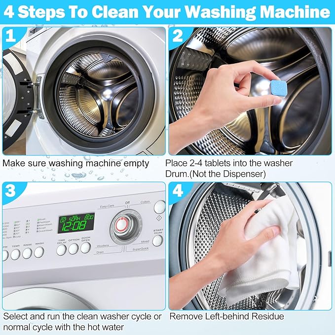 150 Pcs Washing Machine Cleaner Washing Machine Tablets Deep Cleaner Tablets for Front Loader and Top Load Washer-CasaMuseHome