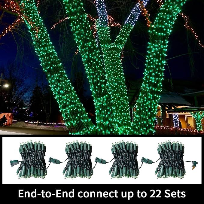 100 Count Green- String Lights - 21.6FT LED Christmas Lights, Mini led Lights for Indoor Outdoor Home Holiday Party Wedding Independence Day Decoration-CasaMuseHome