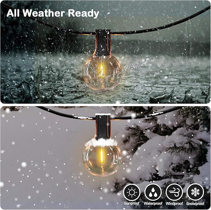 50FT LED G40 Globe String Lights, Shatterproof Outdoor Patio String Lights with 50+2 Dimmable Edison Bulbs, 50 Backyard Hanging Bistro Light Waterproof for Balcony Party Wedding Market Cafe-CasaMuseHome