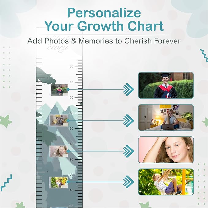 A Lifetime Story Growth Chart for Wall - Personalized for Photos, Photo Stickers, and Memory Album Feature - Height Chart for Kids - Child Height Wall Chart - Height Measurement for Wall-CasaMuseHome