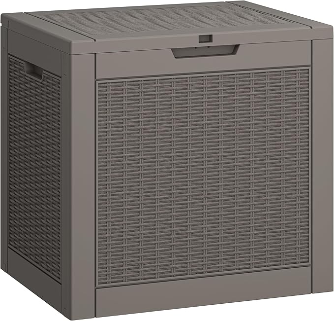 31 Gallon Deck Box, Resin Outdoor Storage Box, Waterproof and UV Resistant Deck Box, Lightweight Storage Box for Garden Tools, Pool Supplies-CasaMuseHome