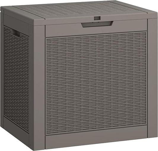 31 Gallon Deck Box, Resin Outdoor Storage Box, Waterproof and UV Resistant Deck Box, Lightweight Storage Box for Garden Tools, Pool Supplies-CasaMuseHome