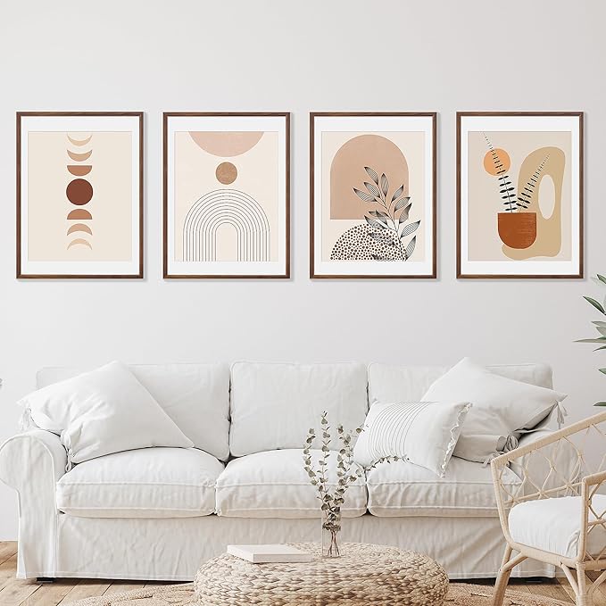 18x24 Poster Frame Set of 4 Natural Solid Walnut Photo Frames with 16x20 Removable Mat Wall Hanging Large Handcrafted Frame with HD Plexiglass Wall and Tabletop Display Large Picture Frame-CasaMuseHome