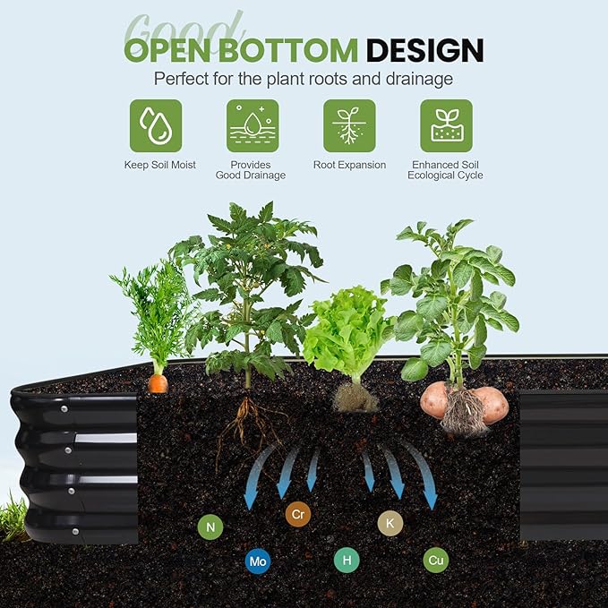 5-in-1 Adjustable Raised Garden Bed Kit | Galvanized Planter Boxes for Vegetables, Flowers | 12" Tall, Multiple Sizes (8x3x1ft, 9x2x1ft, 10x1x1ft, 6x5x1ft, 7x4x1ft) | Outdoor Metal Raised Bed, Grey-CasaMuseHome