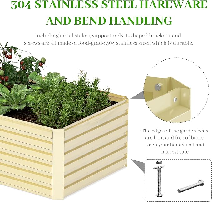 8x4x2 ft Outdoor Raised Garden Bed, Large Metal Planter Raised Beds, Planters for Outdoor Plants for Vegetables, Flowers, Herbs, Fruits, and Succulents.(4 Pcs,Yellow)-CasaMuseHome