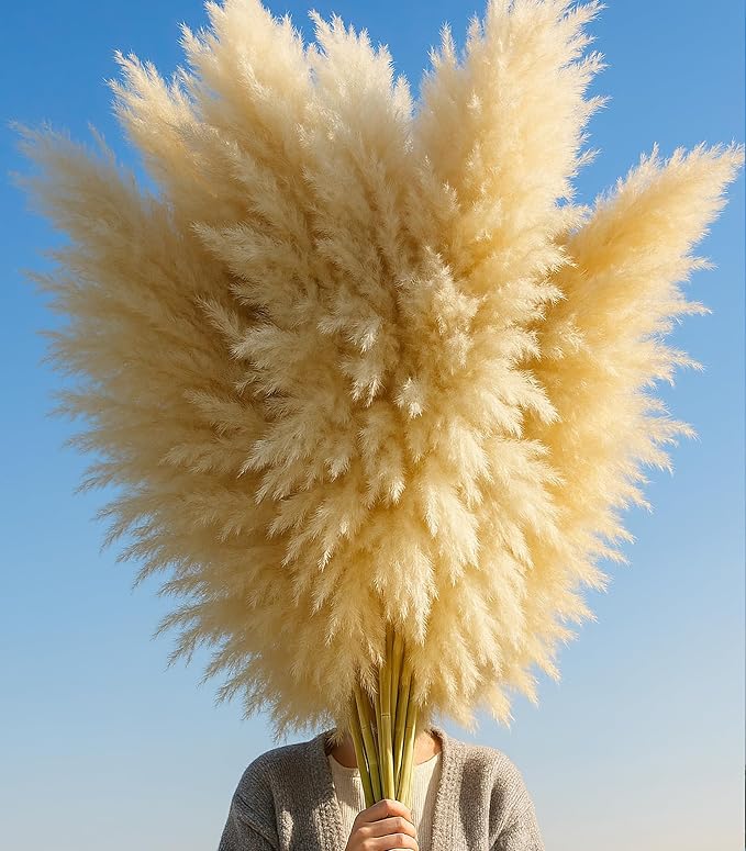 10 PCS 40" Tall Pampas Grass Stems in Natural Beige, Add a Boho Touch to Your Space—Pompas Grass Ideal for Floral Arrangements, Floor Vases, Weddings, and Creating a Bohemian Ambiance at Home.-CasaMuseHome