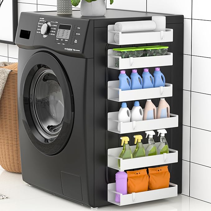 6 Pack Magnetic Spice Rack Organizer for Refrigerator and Oven, White Fridge Organizers and Storage for Kitchen-CasaMuseHome