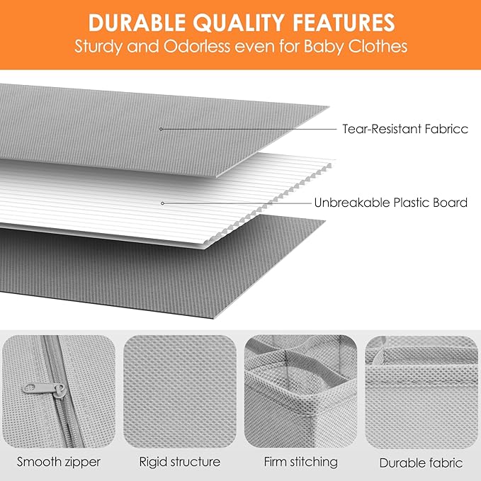 12 Pack Sock Underwear Drawer Organizer Dividers, 116 Cells Fabric Foldable Dresser Closet Organizers and Storage Bins for Baby Clothing, Women Men Underwear Socks, Bra, Ties, Scarf-CasaMuseHome