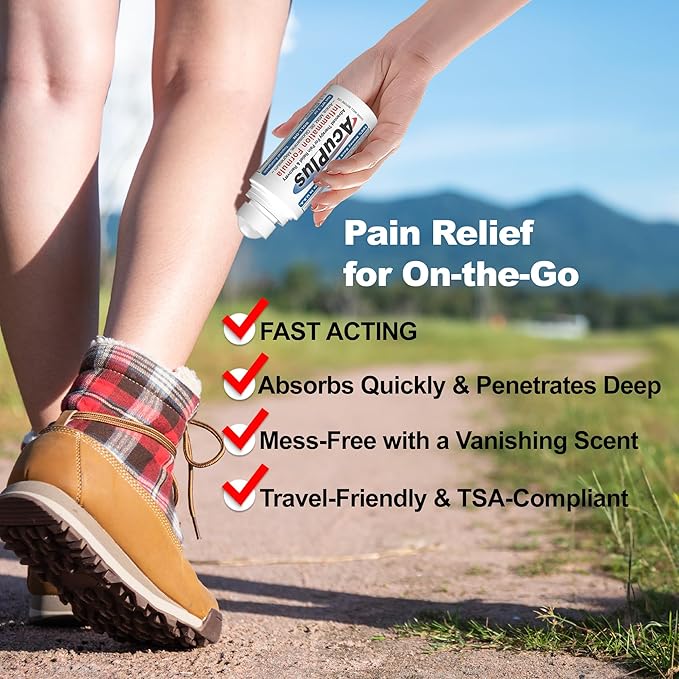 AcuPlus - Pain Relief Roll On - Topical Anti Inflammatory to Soothe Muscles & Joints - Arthritis Pain Reliever, Bursitis, Tendonitis Cream - TSA Compliant, Convenient Roll On - 3 fl. oz. (Pack of 3)-CasaMuseHome