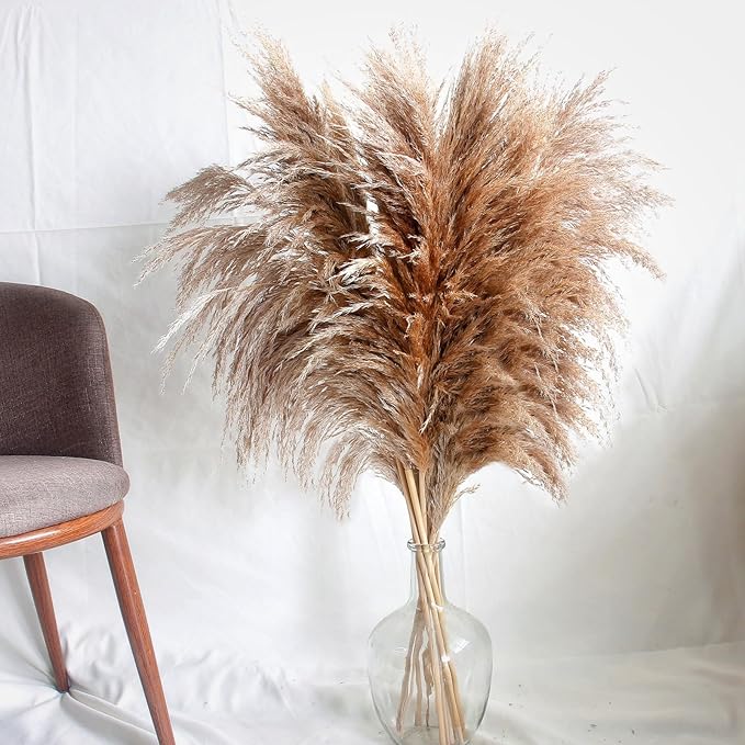 40" inch 10 Stems Pampas Grass Decor Tall, Pampas Grass Bouquet, Natural Dried Flowers for Wedding, Natural Home Decor, Wall Grass, Glam Decor-CasaMuseHome