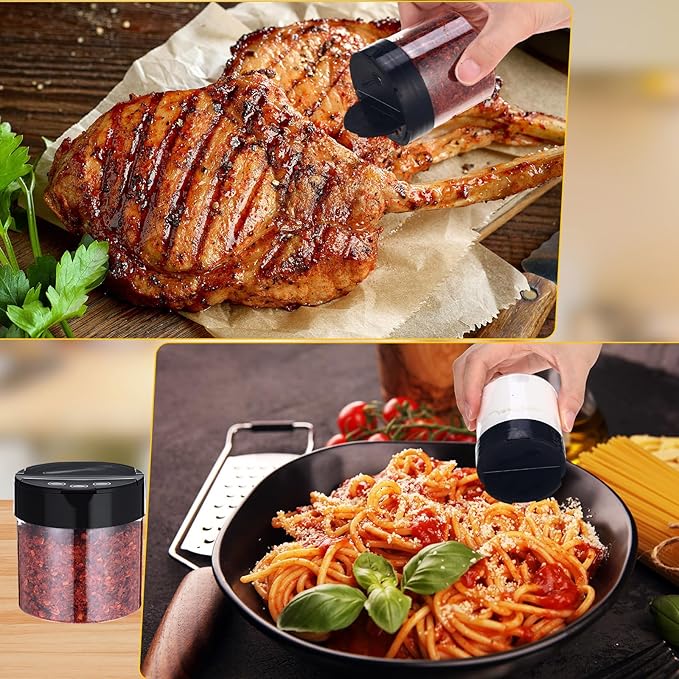 50 Pack 4.7 oz Plastic Spice Jars with Black Cap Empty Clear Plastic Spice Bottle Containers Reusable Seasoning Jars with Shaker Lids for Kitchen Storing and Dispensing Salt Powders-CasaMuseHome